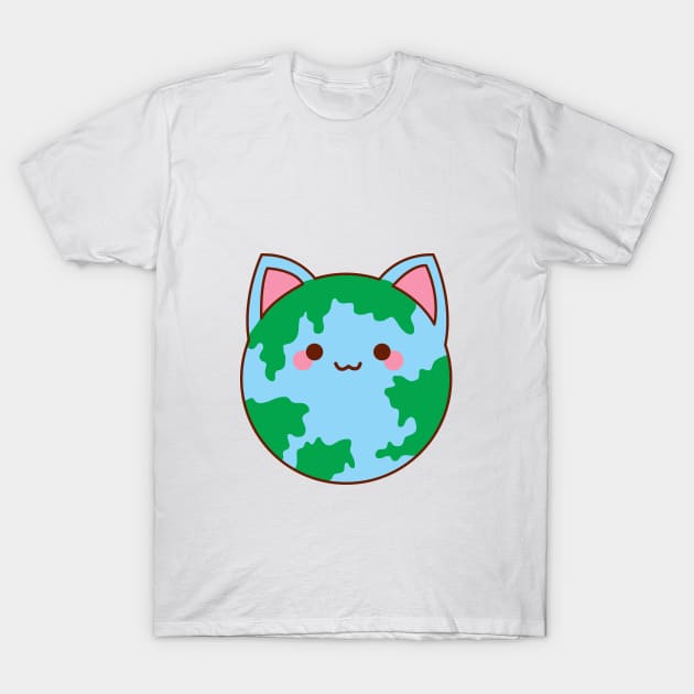 Cat Earth T-Shirt by mintcorner